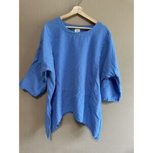 Sea‎ Breeze 100% Cotton Drapey Top Swim Cover Up Blue Size Large Beach Tunic EUC